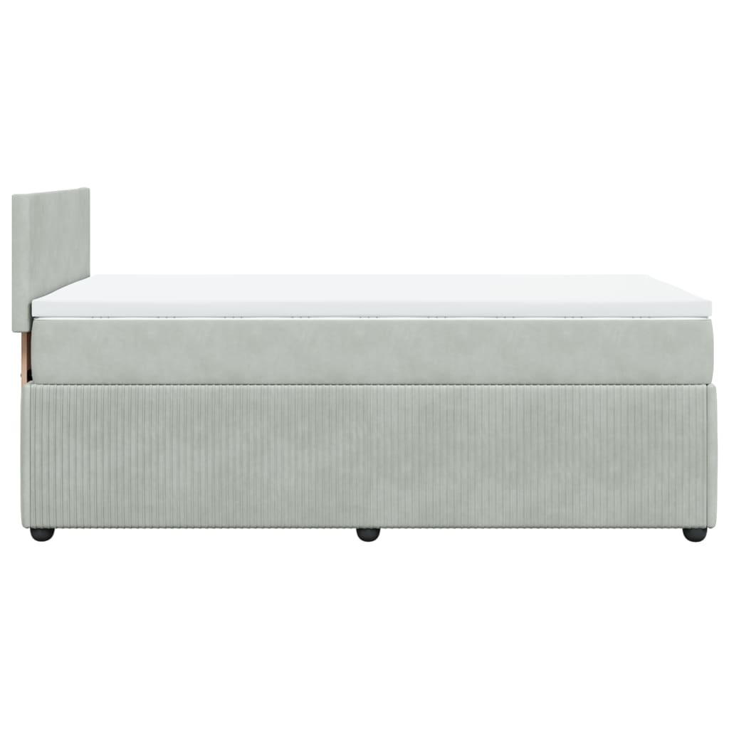 Boxspring met matras fluweel lichtgrijs 90x190 cm is nu te koop bij PeponiXL, paradijselijk wonen!