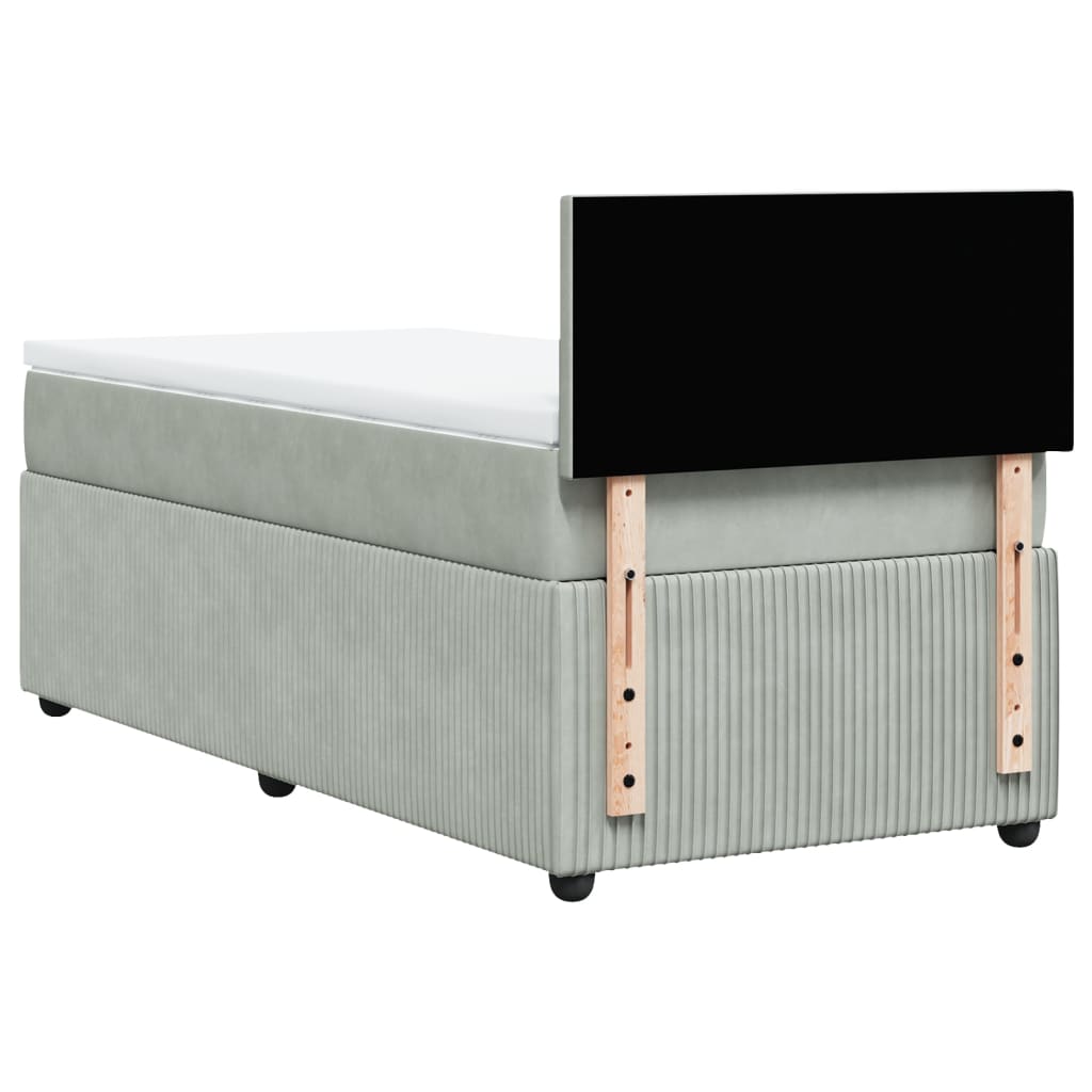 Boxspring met matras fluweel lichtgrijs 90x190 cm is nu te koop bij PeponiXL, paradijselijk wonen!