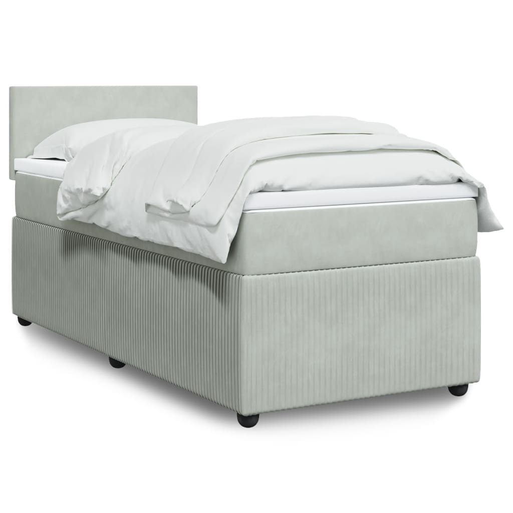 Boxspring met matras fluweel lichtgrijs 90x190 cm is nu te koop bij PeponiXL, paradijselijk wonen!