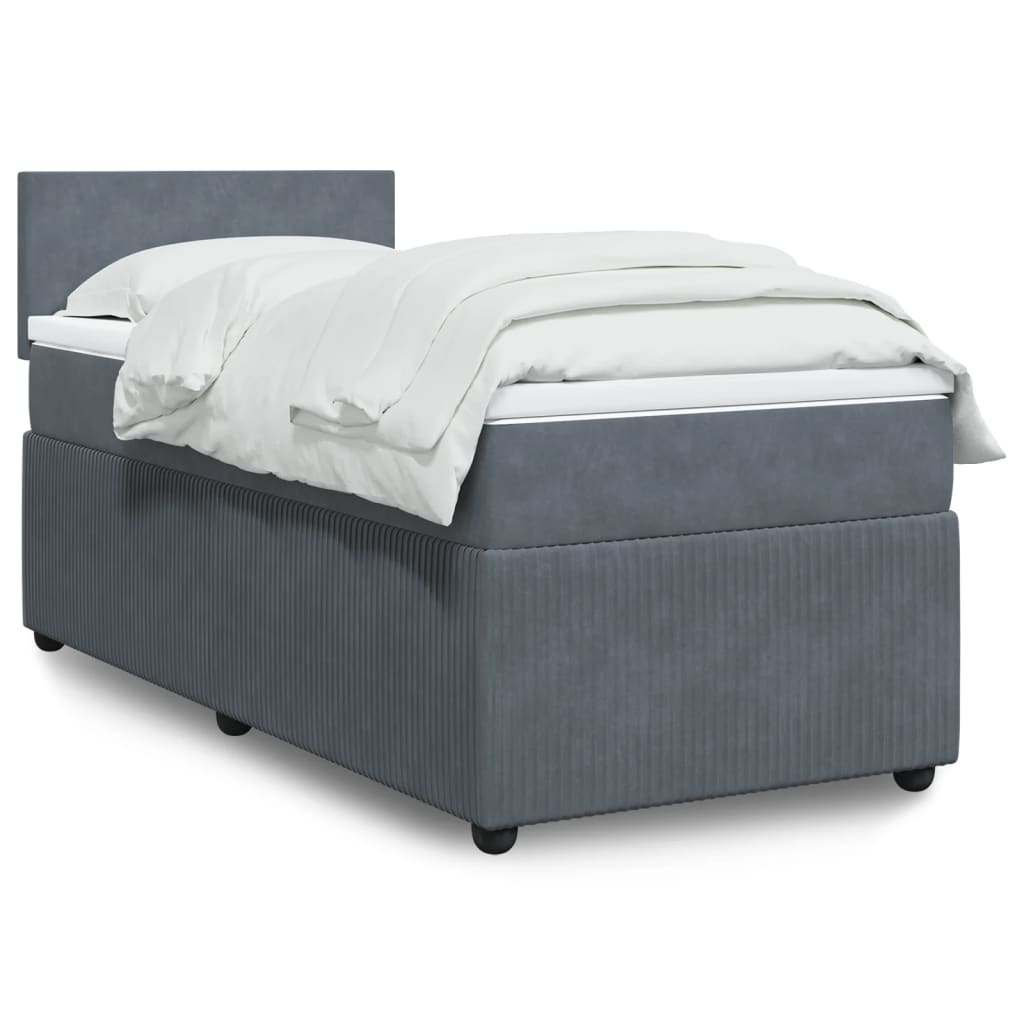 Boxspring met matras fluweel donkergrijs 90x190 cm is nu te koop bij PeponiXL, paradijselijk wonen!