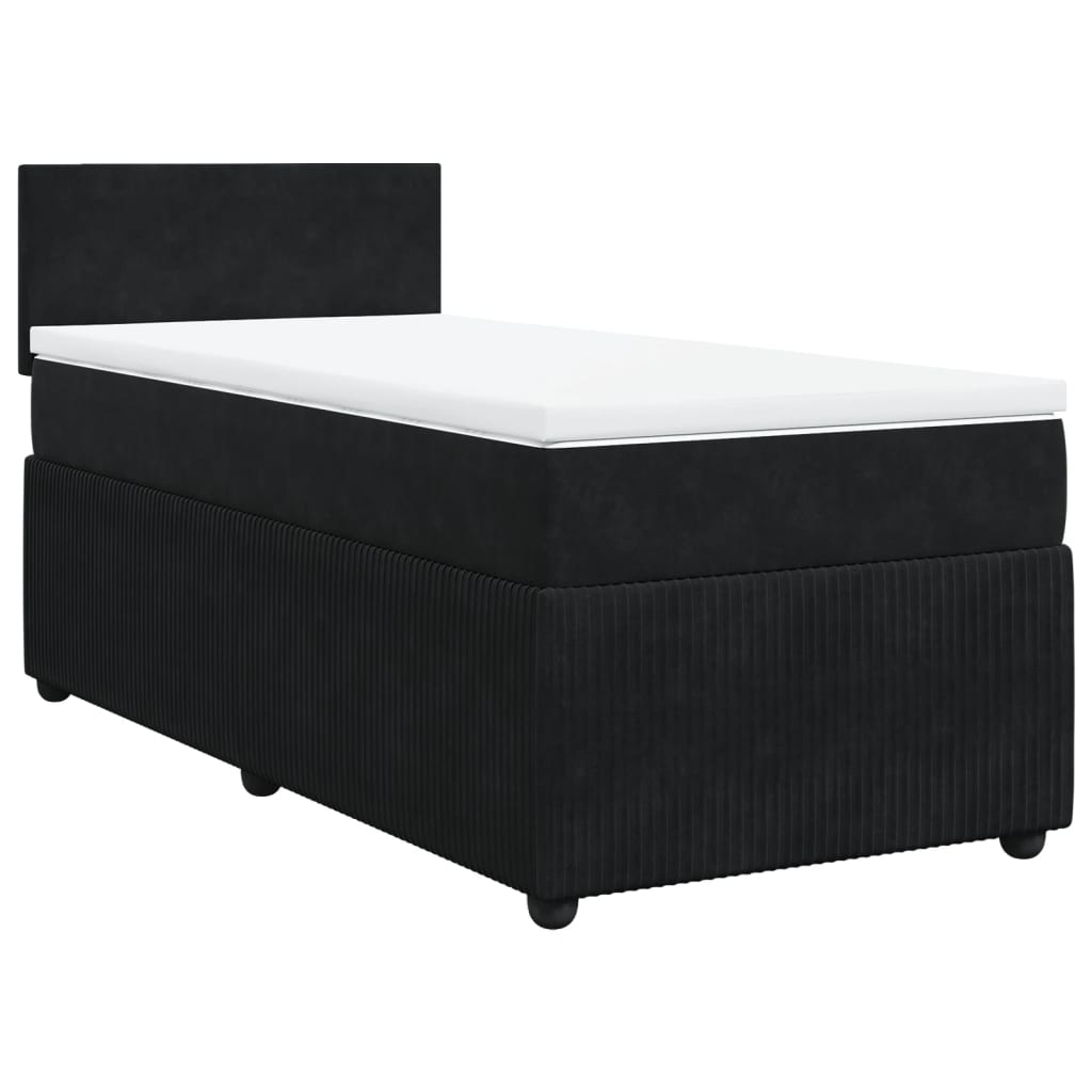Boxspring met matras fluweel zwart 90x190 cm is nu te koop bij PeponiXL, paradijselijk wonen!