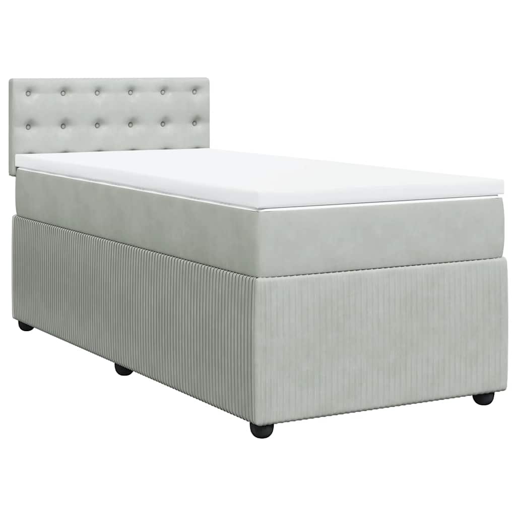 Boxspring met matras fluweel lichtgrijs 90x190 cm is nu te koop bij PeponiXL, paradijselijk wonen!