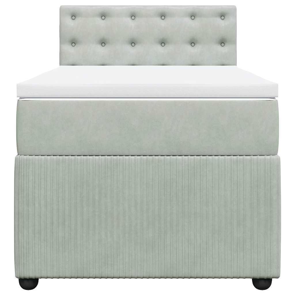 Boxspring met matras fluweel lichtgrijs 90x190 cm is nu te koop bij PeponiXL, paradijselijk wonen!