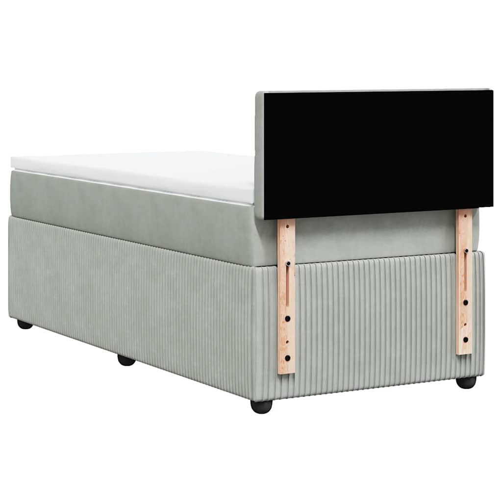 Boxspring met matras fluweel lichtgrijs 90x190 cm is nu te koop bij PeponiXL, paradijselijk wonen!