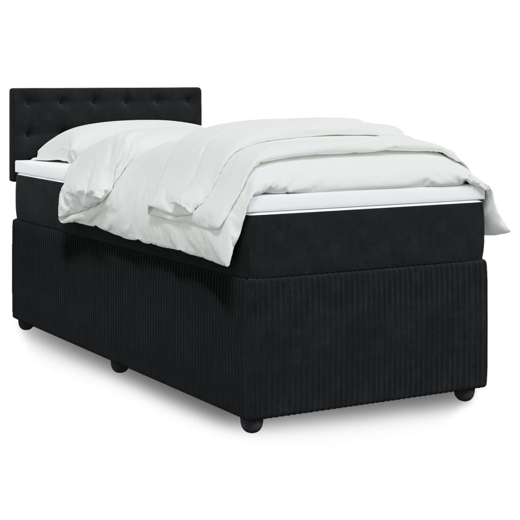 Boxspring met matras fluweel zwart 90x190 cm is nu te koop bij PeponiXL, paradijselijk wonen!