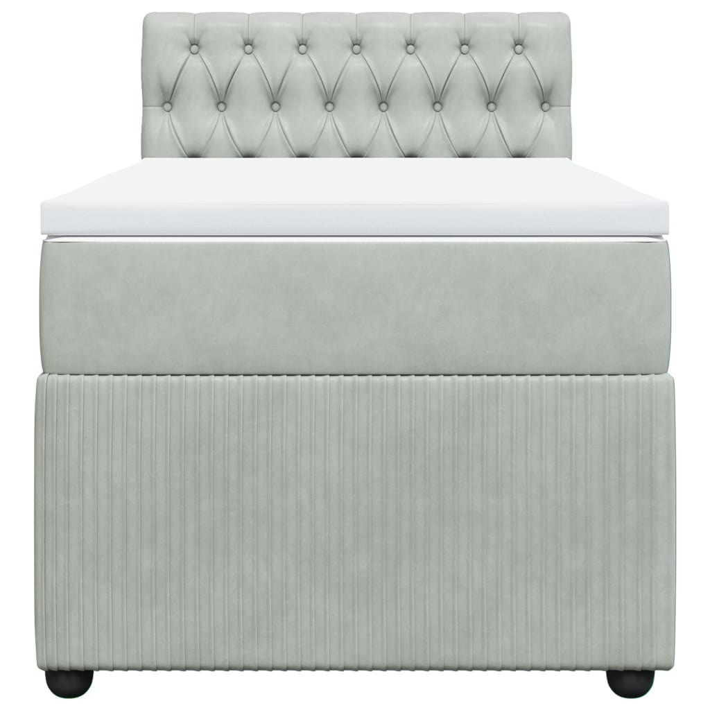 Boxspring met matras fluweel lichtgrijs 90x190 cm is nu te koop bij PeponiXL, paradijselijk wonen!