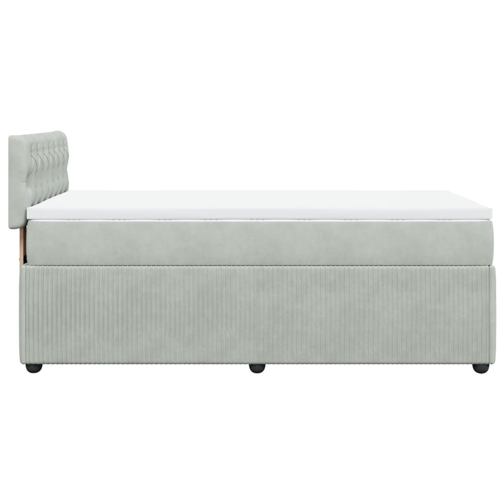 Boxspring met matras fluweel lichtgrijs 90x190 cm is nu te koop bij PeponiXL, paradijselijk wonen!