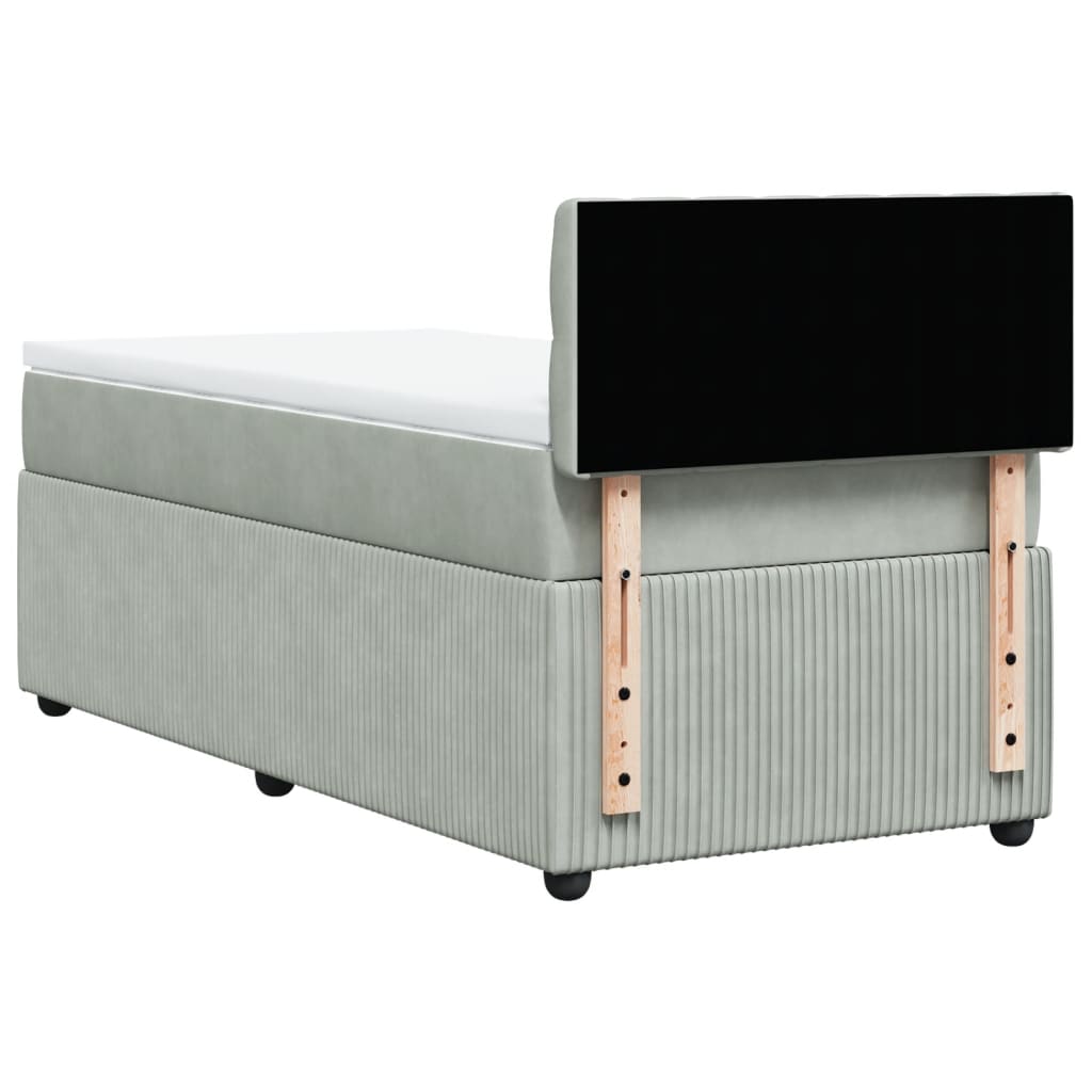 Boxspring met matras fluweel lichtgrijs 90x190 cm is nu te koop bij PeponiXL, paradijselijk wonen!