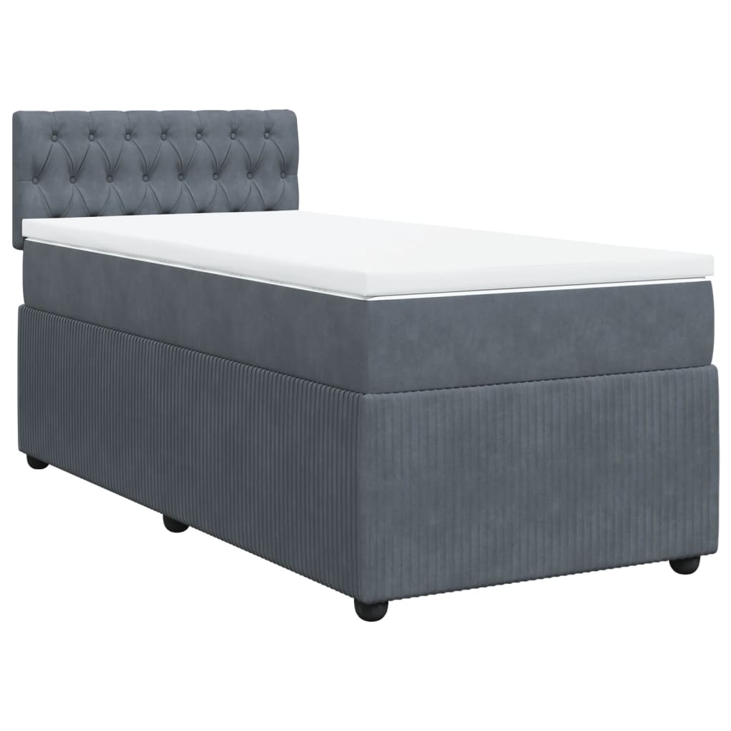 Boxspring met matras fluweel donkergrijs 90x190 cm is nu te koop bij PeponiXL, paradijselijk wonen!