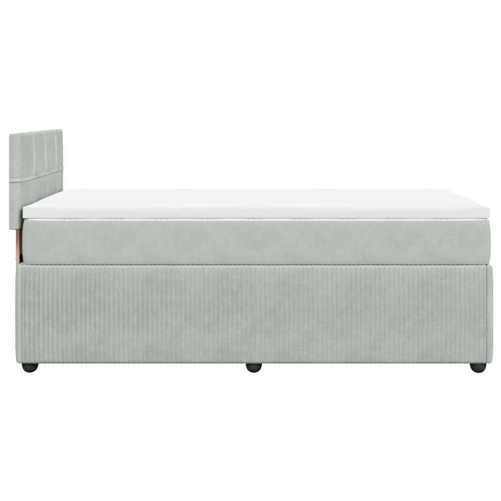 Boxspring met matras fluweel lichtgrijs 90x190 cm is nu te koop bij PeponiXL, paradijselijk wonen!