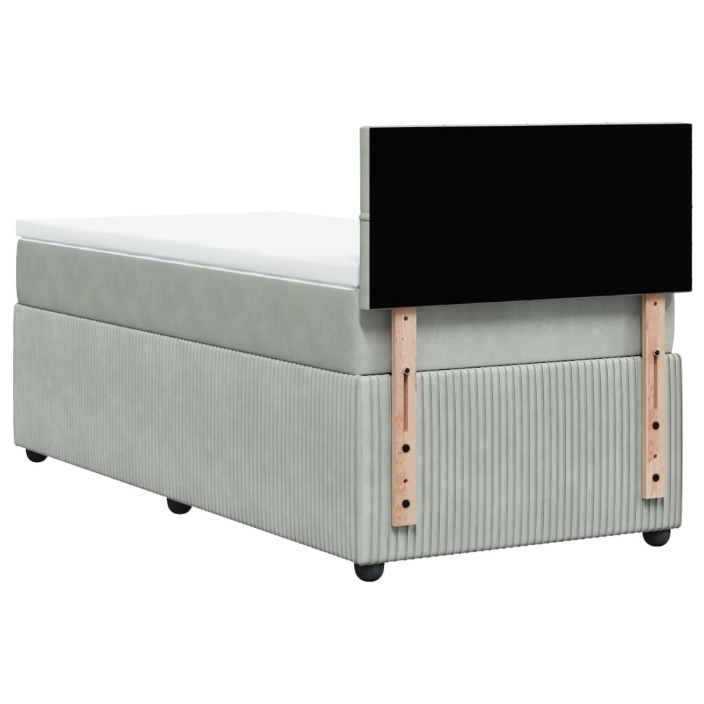 Boxspring met matras fluweel lichtgrijs 90x190 cm is nu te koop bij PeponiXL, paradijselijk wonen!