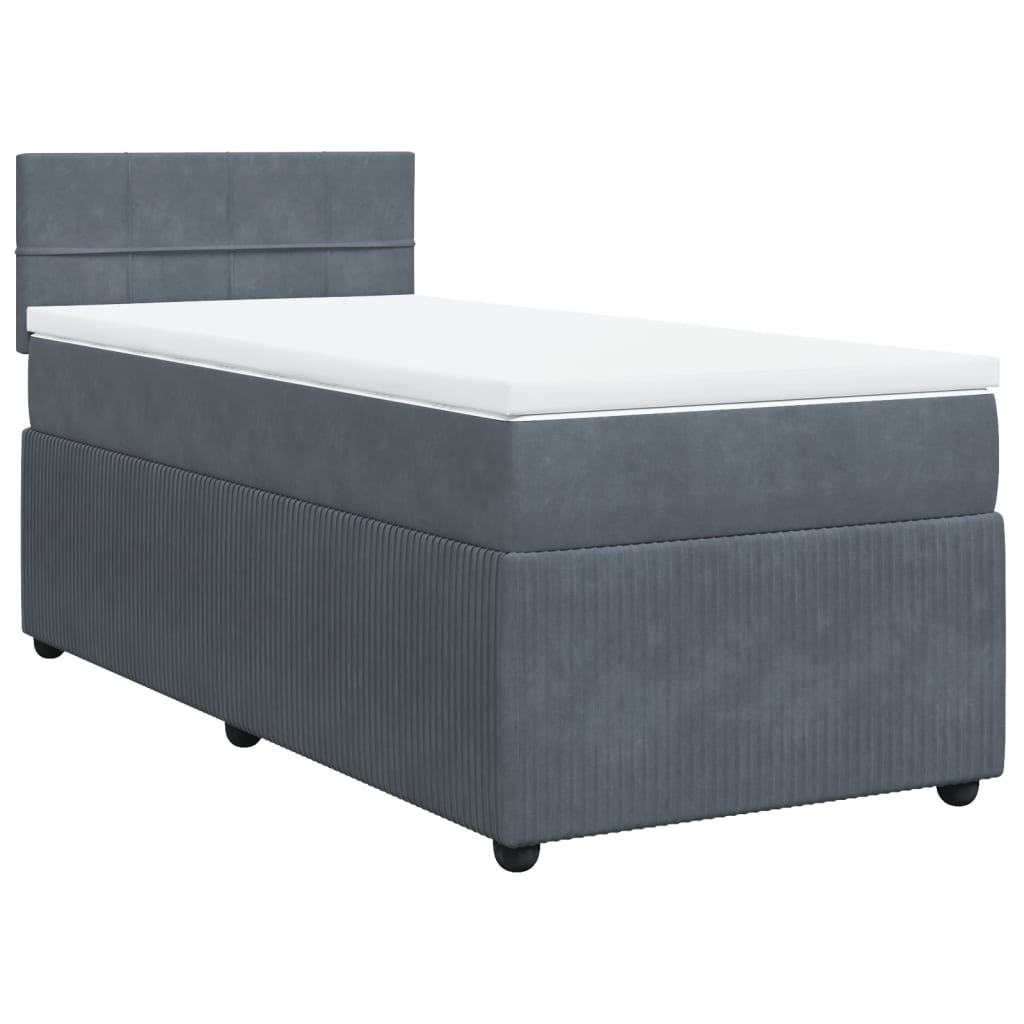 Boxspring met matras fluweel donkergrijs 90x190 cm is nu te koop bij PeponiXL, paradijselijk wonen!