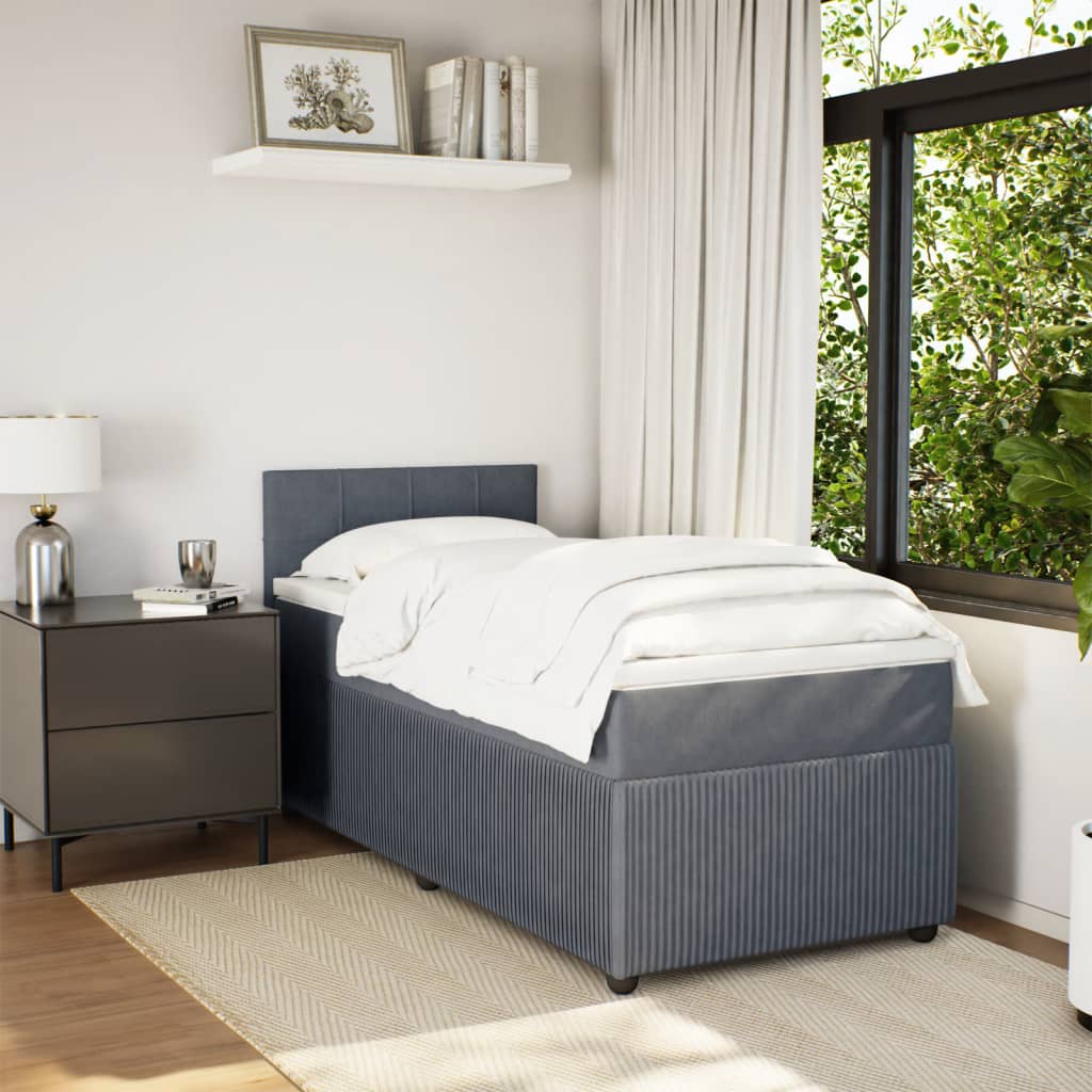 Boxspring met matras fluweel donkergrijs 90x190 cm is nu te koop bij PeponiXL, paradijselijk wonen!