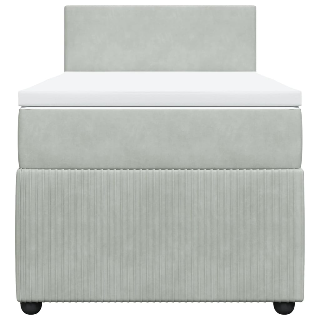 Boxspring met matras fluweel lichtgrijs 90x200 cm is nu te koop bij PeponiXL, paradijselijk wonen!