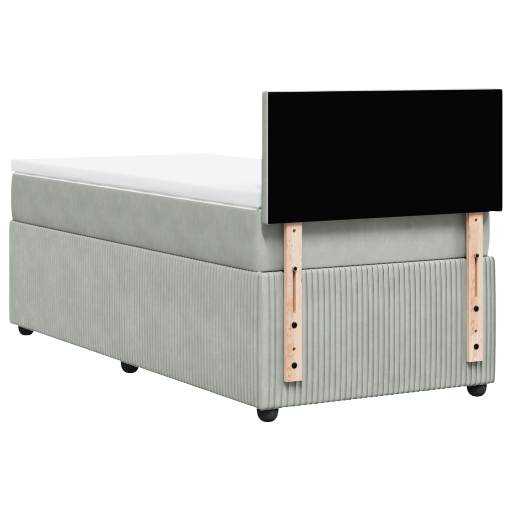 Boxspring met matras fluweel lichtgrijs 90x200 cm is nu te koop bij PeponiXL, paradijselijk wonen!
