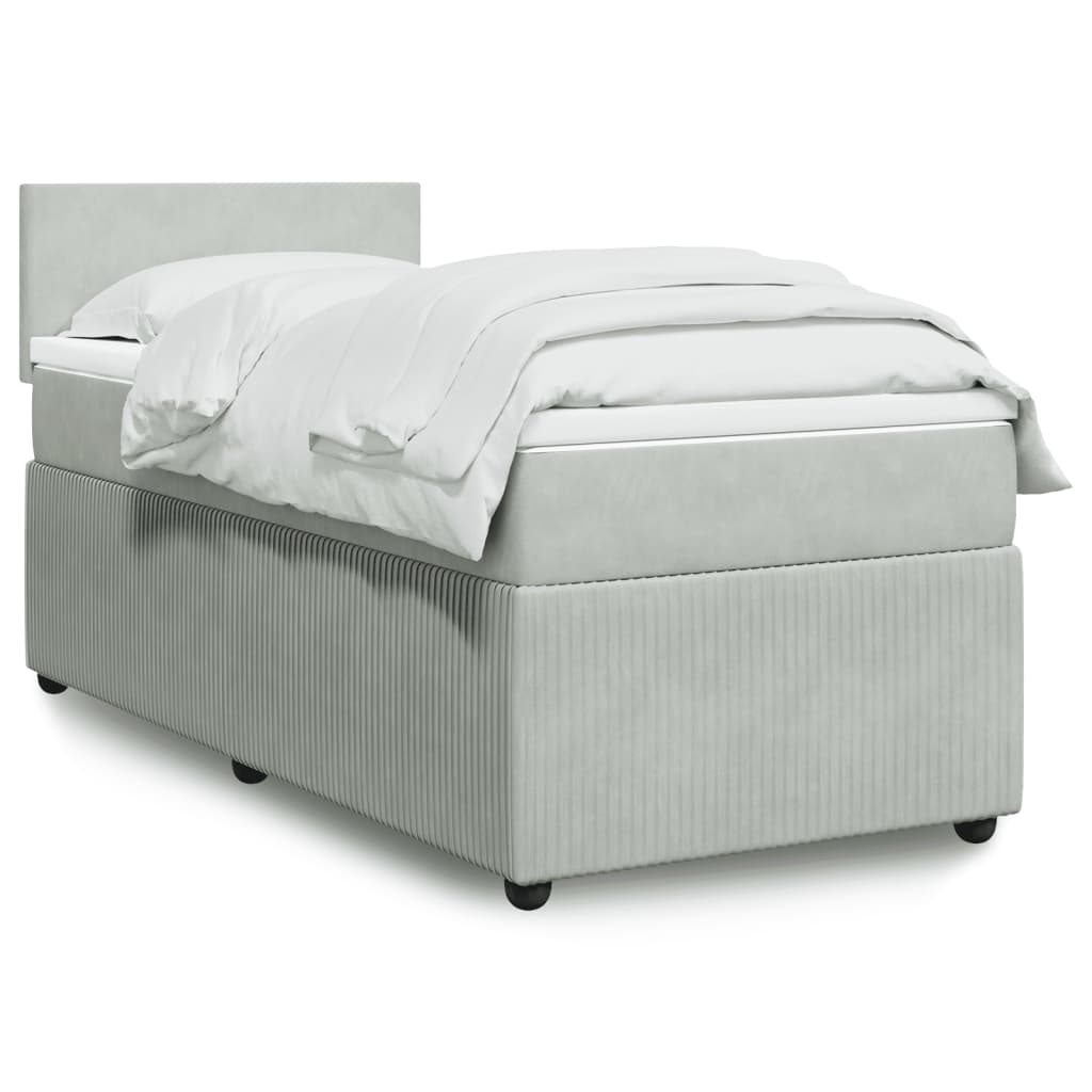 Boxspring met matras fluweel lichtgrijs 90x200 cm is nu te koop bij PeponiXL, paradijselijk wonen!