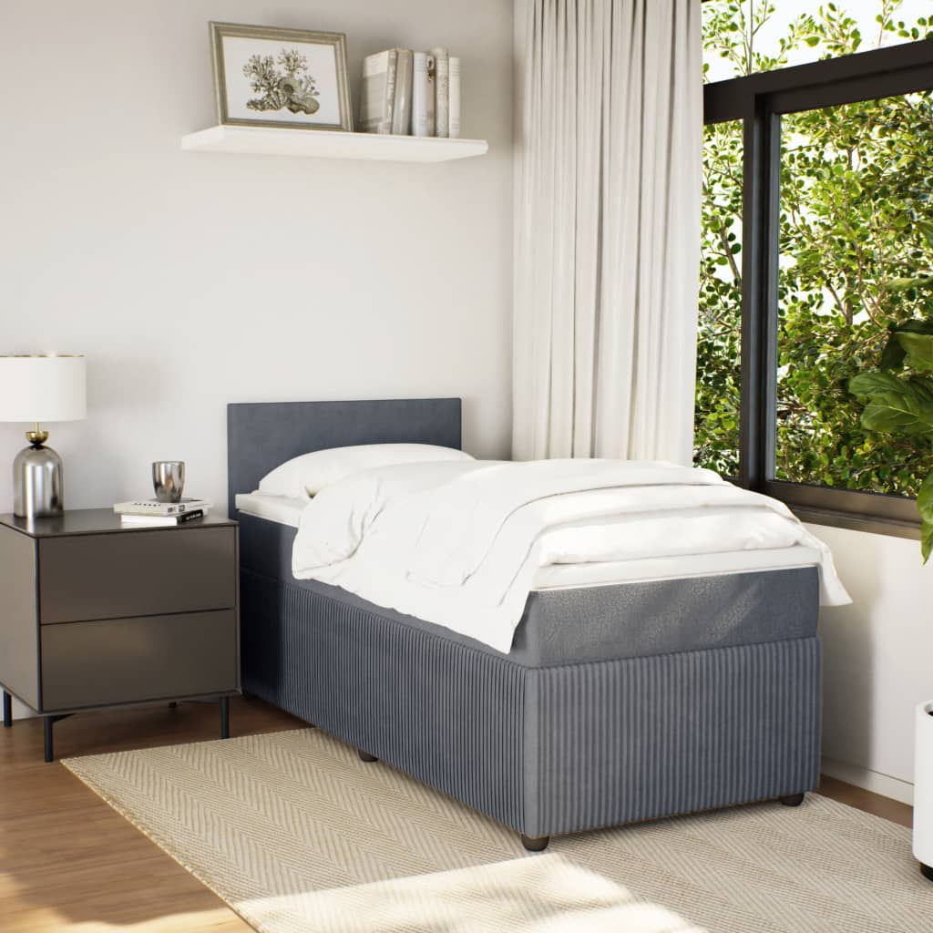 Boxspring met matras fluweel donkergrijs 90x200 cm is nu te koop bij PeponiXL, paradijselijk wonen!