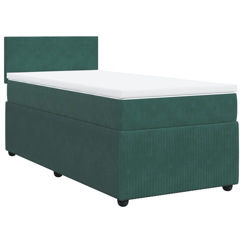Boxspring met matras fluweel donkergroen 90x200 cm is nu te koop bij PeponiXL, paradijselijk wonen!