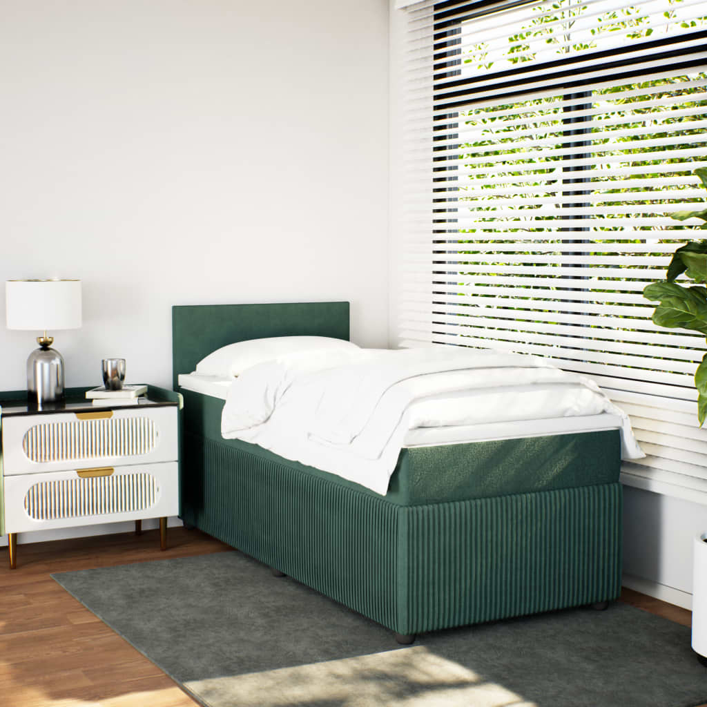 Boxspring met matras fluweel donkergroen 90x200 cm is nu te koop bij PeponiXL, paradijselijk wonen!