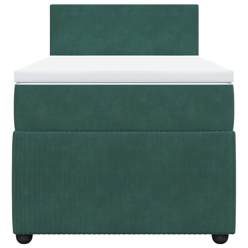 Boxspring met matras fluweel donkergroen 90x200 cm is nu te koop bij PeponiXL, paradijselijk wonen!