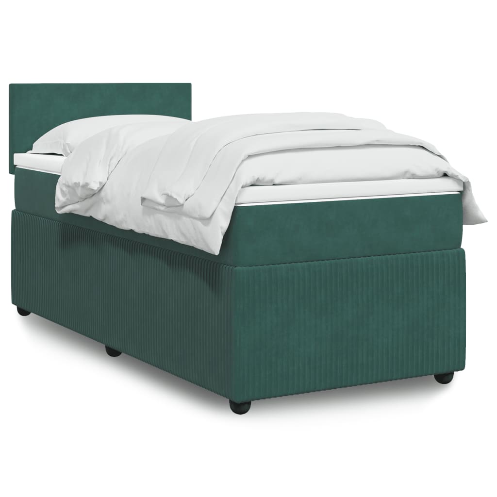 Boxspring met matras fluweel donkergroen 90x200 cm is nu te koop bij PeponiXL, paradijselijk wonen!