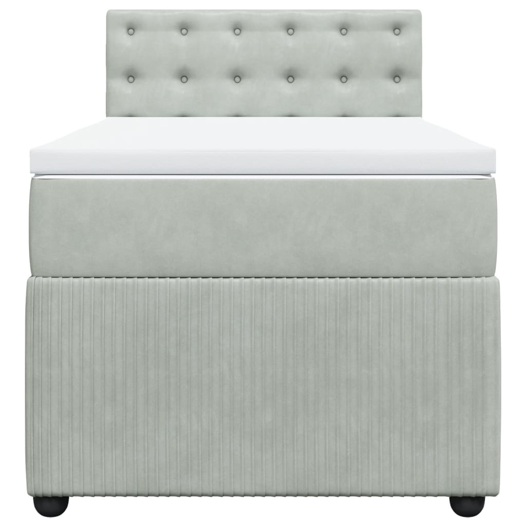 Boxspring met matras fluweel lichtgrijs 90x200 cm is nu te koop bij PeponiXL, paradijselijk wonen!