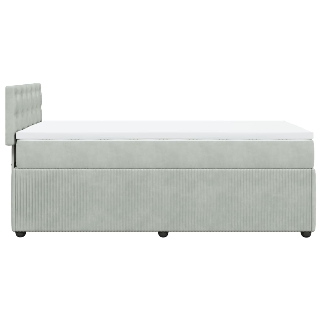 Boxspring met matras fluweel lichtgrijs 90x200 cm is nu te koop bij PeponiXL, paradijselijk wonen!