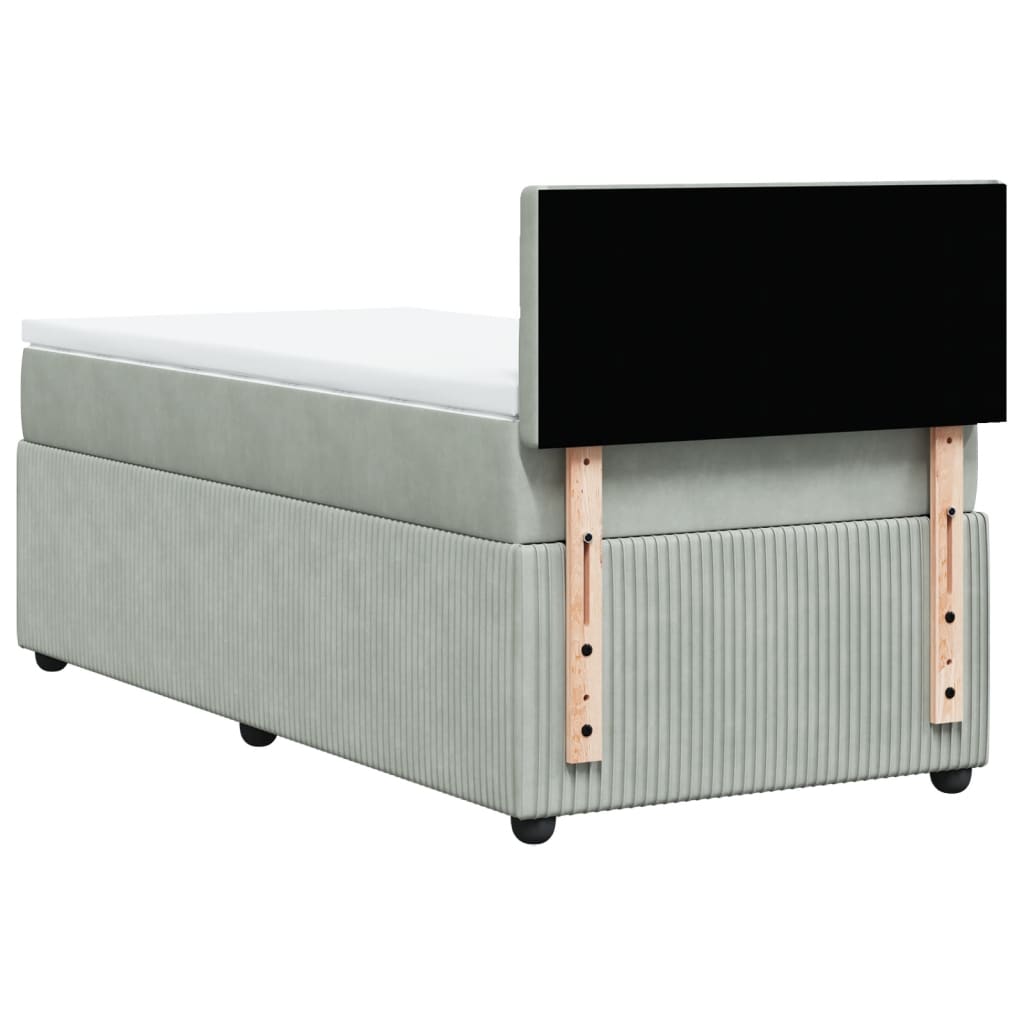 Boxspring met matras fluweel lichtgrijs 90x200 cm is nu te koop bij PeponiXL, paradijselijk wonen!