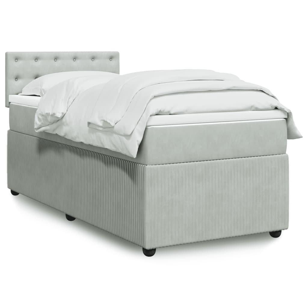 Boxspring met matras fluweel lichtgrijs 90x200 cm is nu te koop bij PeponiXL, paradijselijk wonen!