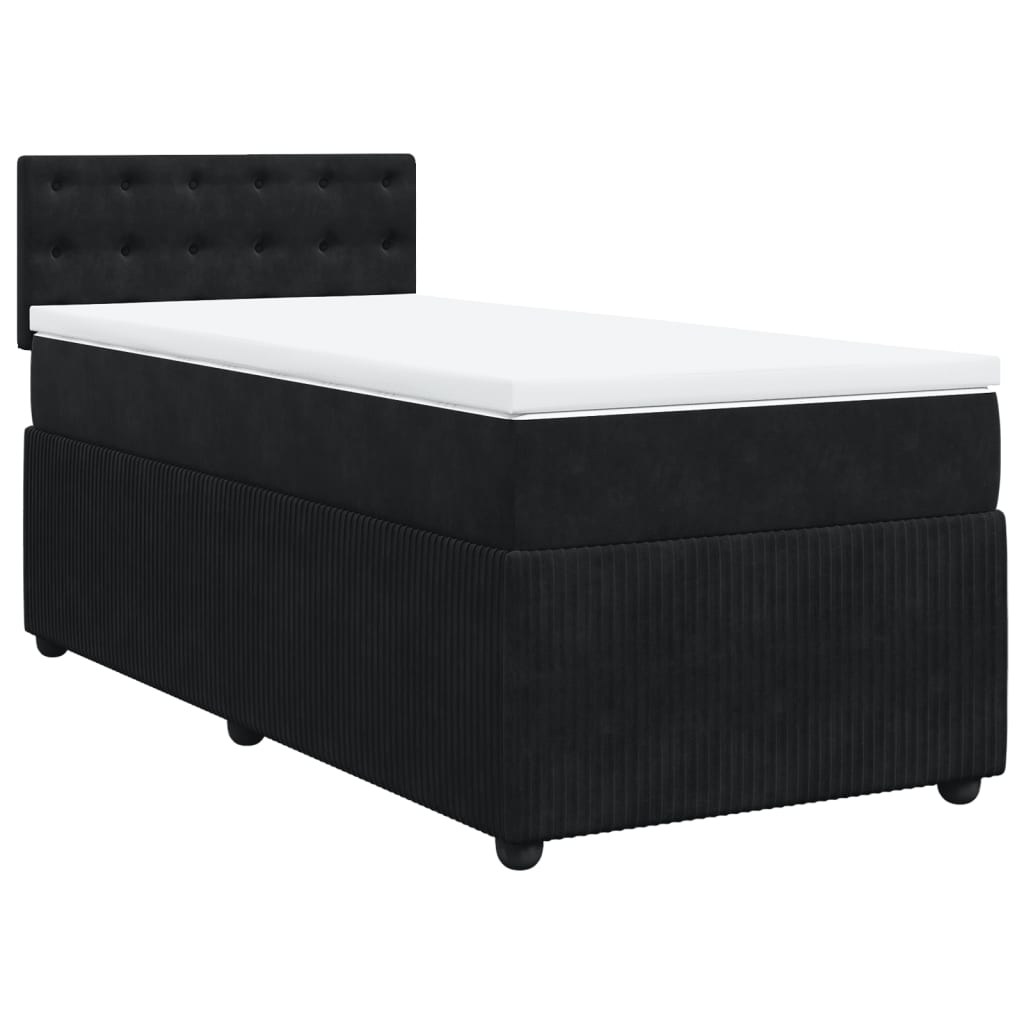 Boxspring met matras fluweel zwart 90x200 cm is nu te koop bij PeponiXL, paradijselijk wonen!