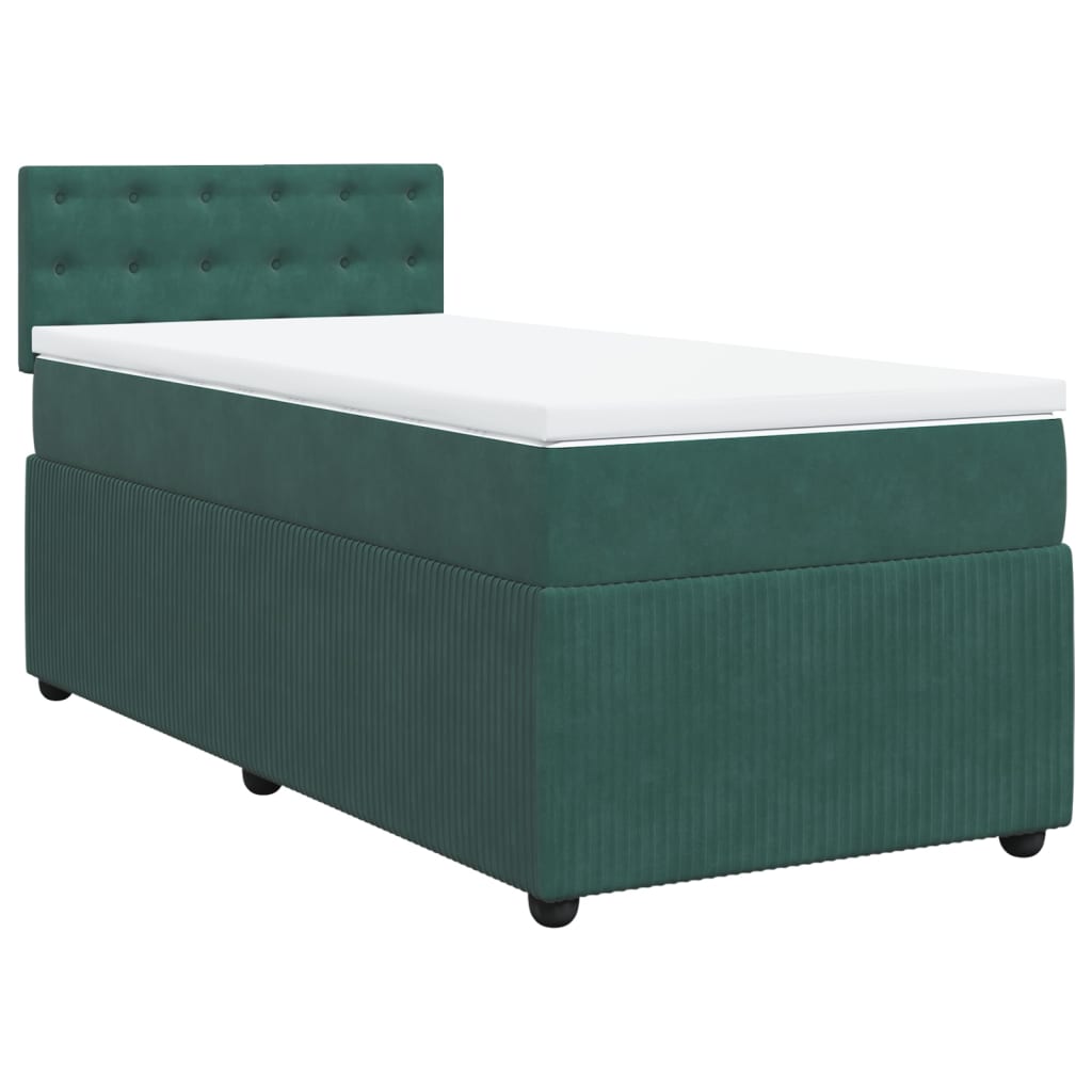 Boxspring met matras fluweel donkergroen 90x200 cm is nu te koop bij PeponiXL, paradijselijk wonen!