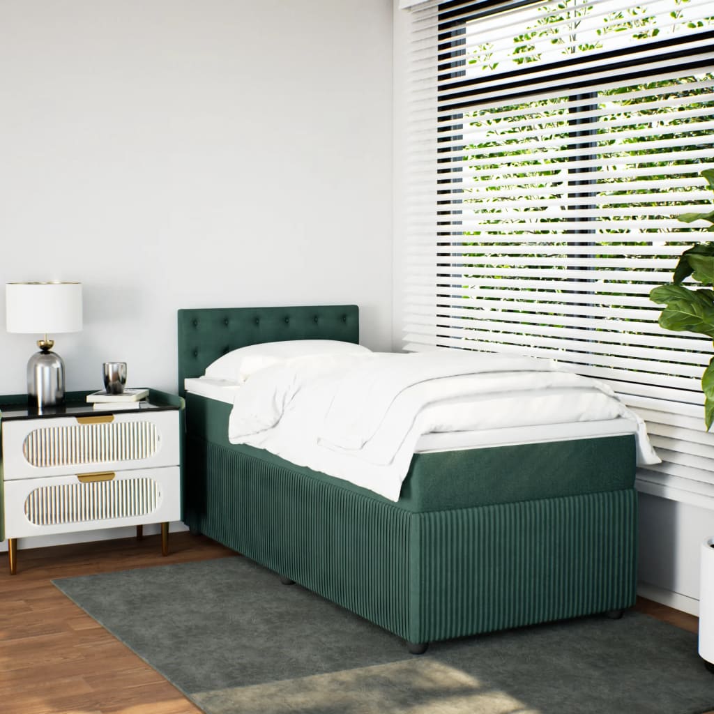 Boxspring met matras fluweel donkergroen 90x200 cm is nu te koop bij PeponiXL, paradijselijk wonen!