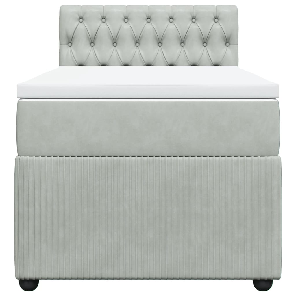 Boxspring met matras fluweel lichtgrijs 90x200 cm is nu te koop bij PeponiXL, paradijselijk wonen!