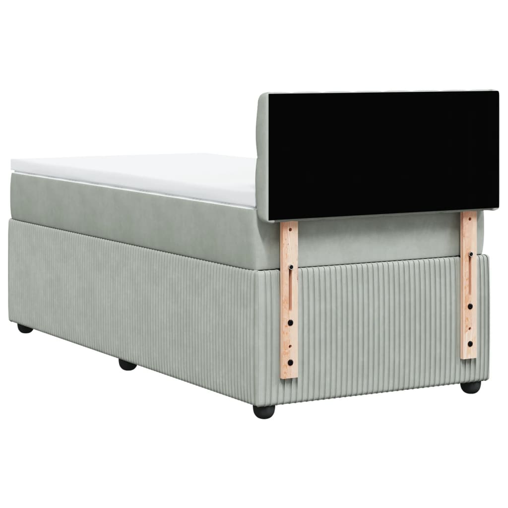 Boxspring met matras fluweel lichtgrijs 90x200 cm is nu te koop bij PeponiXL, paradijselijk wonen!