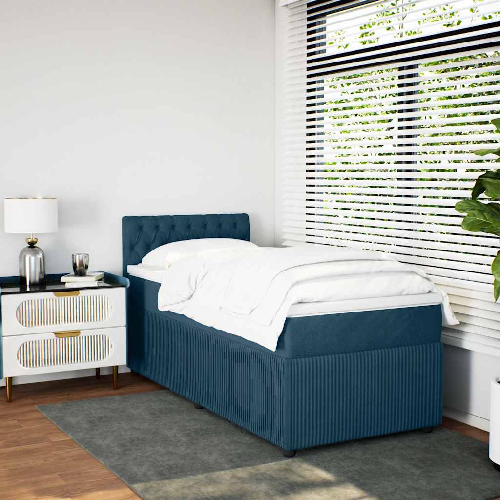 Boxspring met matras fluweel blauw 90x200 cm is nu te koop bij PeponiXL, paradijselijk wonen!