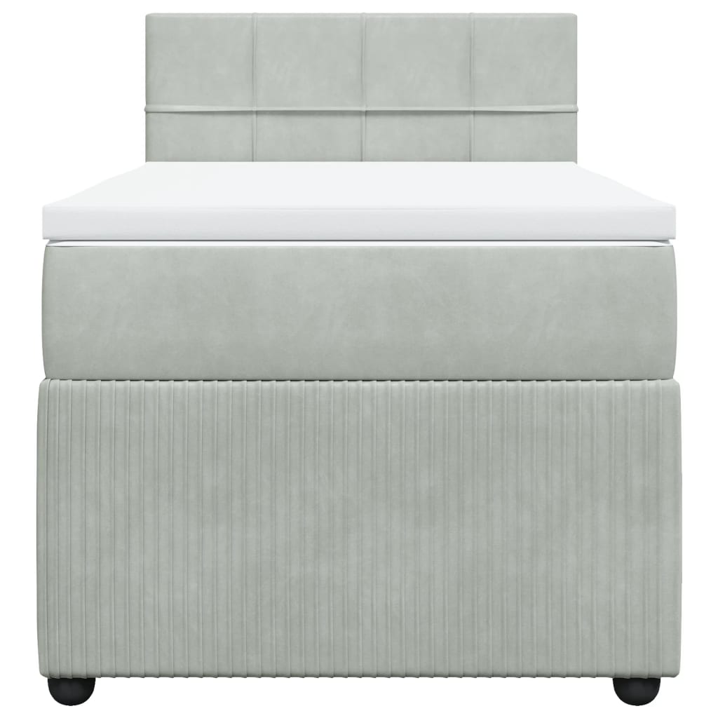 Boxspring met matras fluweel lichtgrijs 90x200 cm is nu te koop bij PeponiXL, paradijselijk wonen!