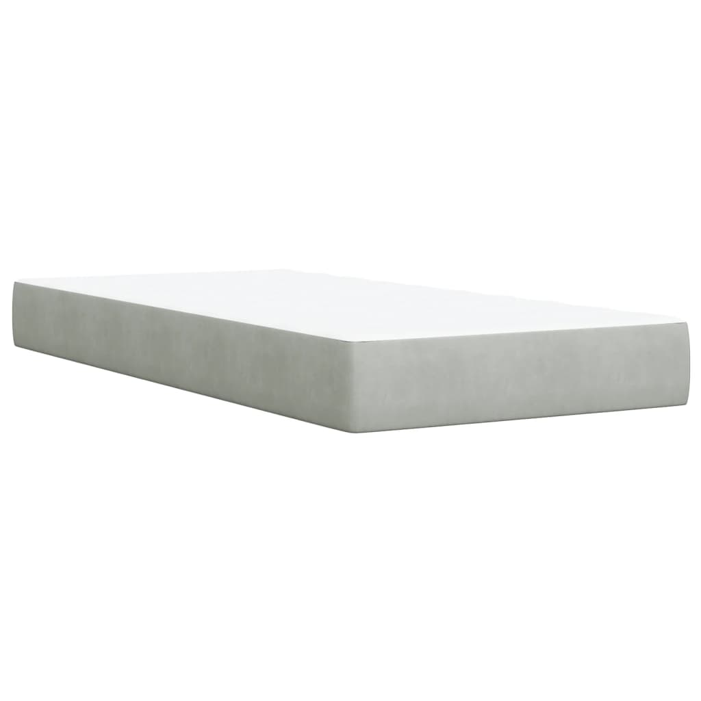 Boxspring met matras fluweel lichtgrijs 90x200 cm is nu te koop bij PeponiXL, paradijselijk wonen!