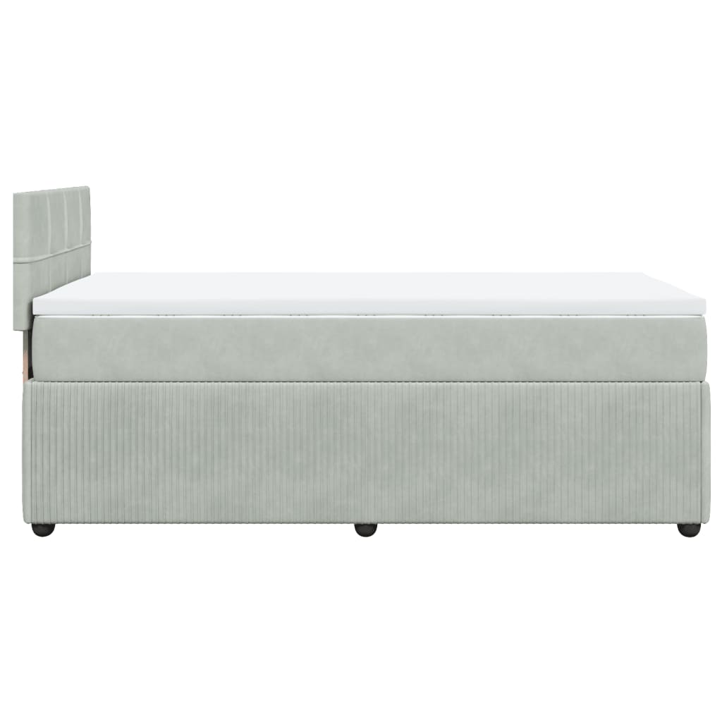 Boxspring met matras fluweel lichtgrijs 90x200 cm is nu te koop bij PeponiXL, paradijselijk wonen!