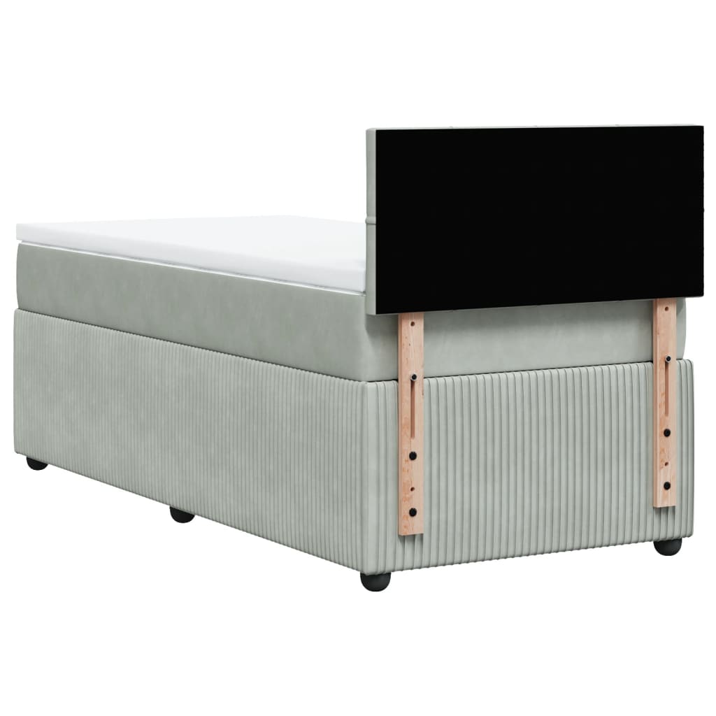 Boxspring met matras fluweel lichtgrijs 90x200 cm is nu te koop bij PeponiXL, paradijselijk wonen!