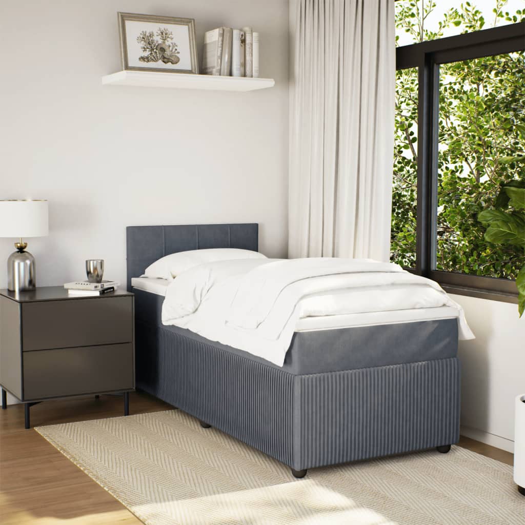 Boxspring met matras fluweel donkergrijs 90x200 cm is nu te koop bij PeponiXL, paradijselijk wonen!