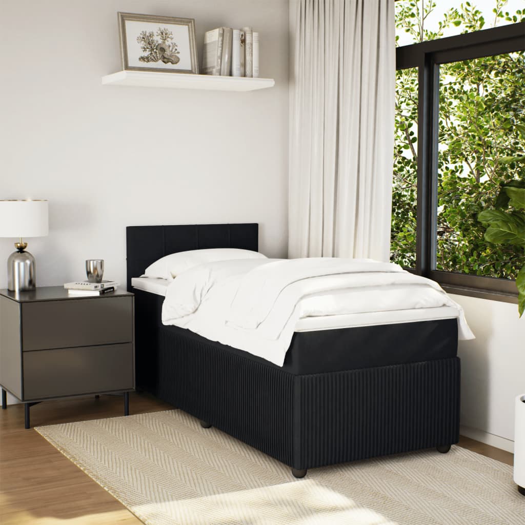 Boxspring met matras fluweel zwart 90x200 cm is nu te koop bij PeponiXL, paradijselijk wonen!
