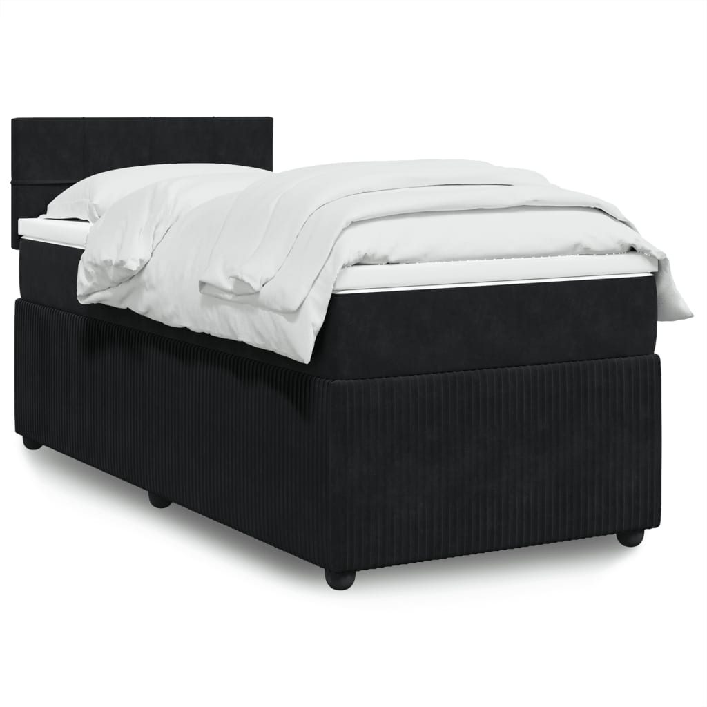 Boxspring met matras fluweel zwart 90x200 cm is nu te koop bij PeponiXL, paradijselijk wonen!