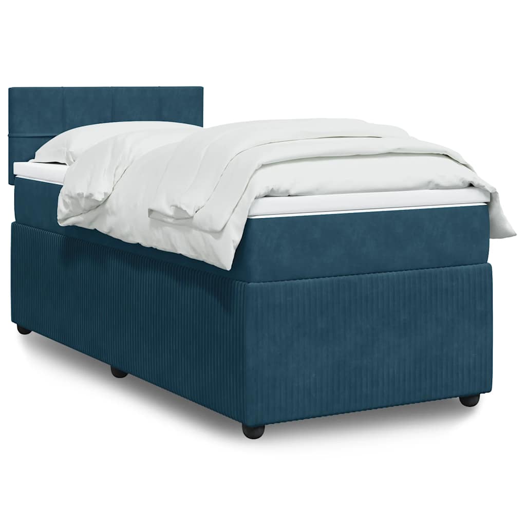 Boxspring met matras fluweel blauw 90x200 cm is nu te koop bij PeponiXL, paradijselijk wonen!