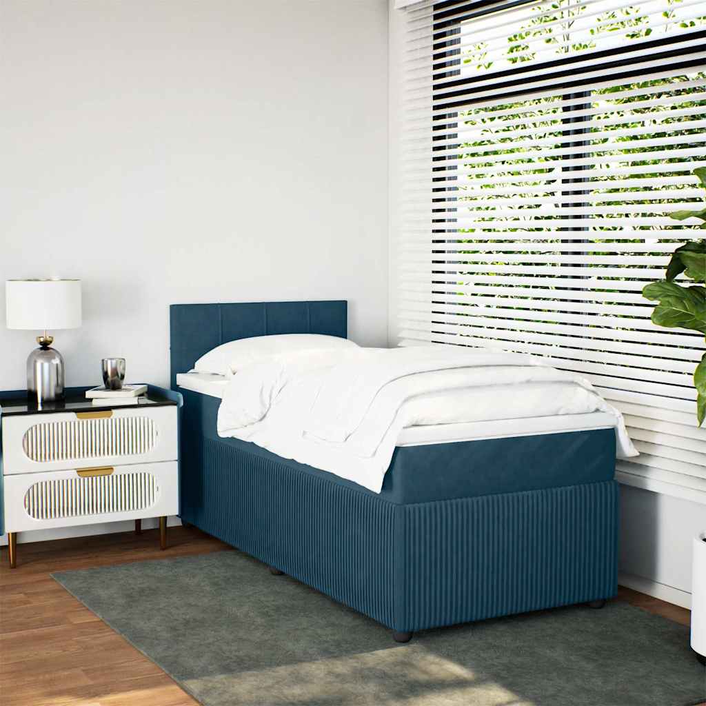 Boxspring met matras fluweel blauw 90x200 cm is nu te koop bij PeponiXL, paradijselijk wonen!