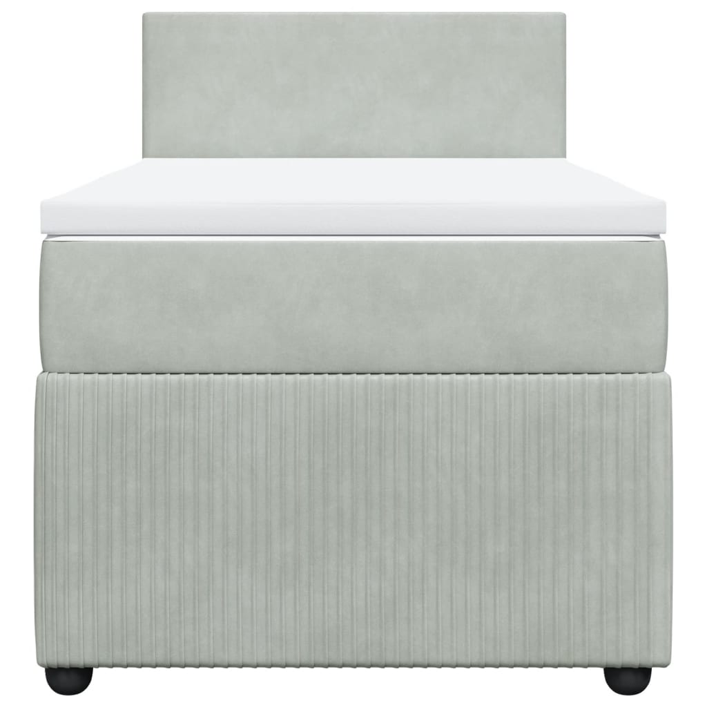 Boxspring met matras fluweel lichtgrijs 100x200 cm is nu te koop bij PeponiXL, paradijselijk wonen!