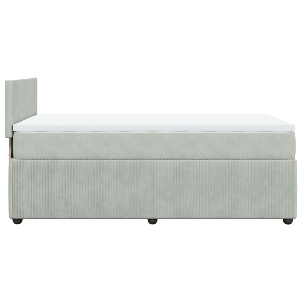 Boxspring met matras fluweel lichtgrijs 100x200 cm is nu te koop bij PeponiXL, paradijselijk wonen!