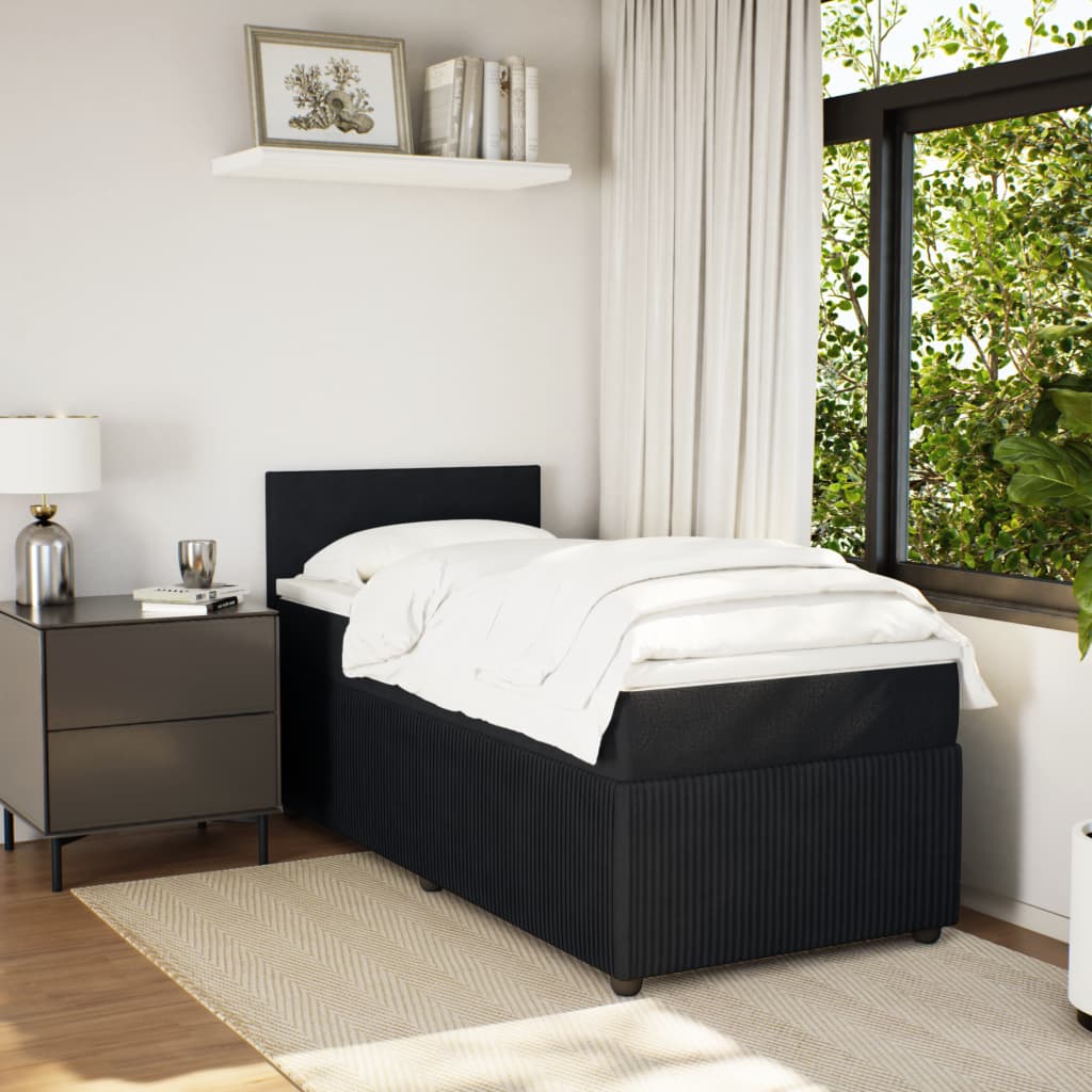 Boxspring met matras fluweel zwart 100x200 cm is nu te koop bij PeponiXL, paradijselijk wonen!