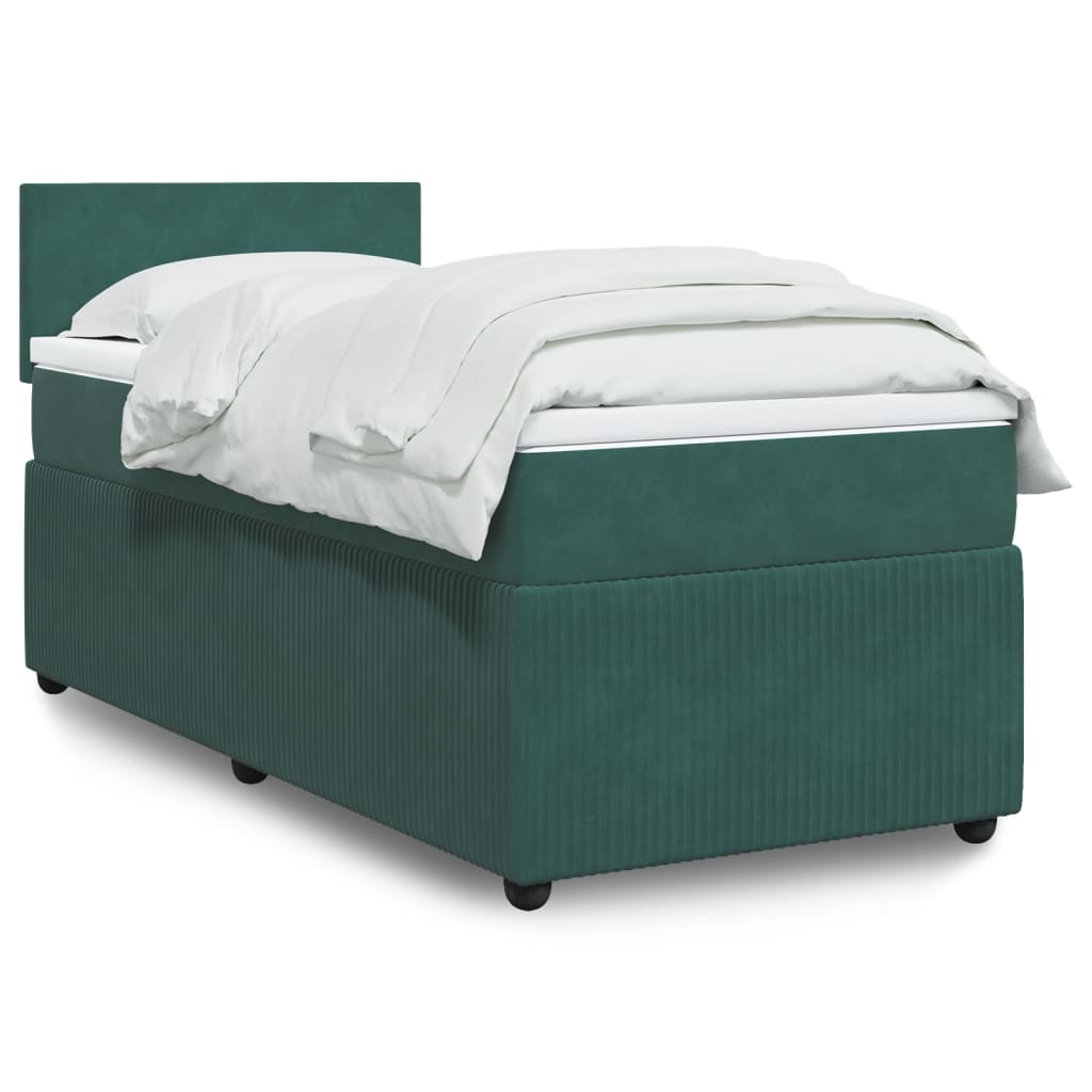 Boxspring met matras fluweel donkergroen 100x200 cm is nu te koop bij PeponiXL, paradijselijk wonen!