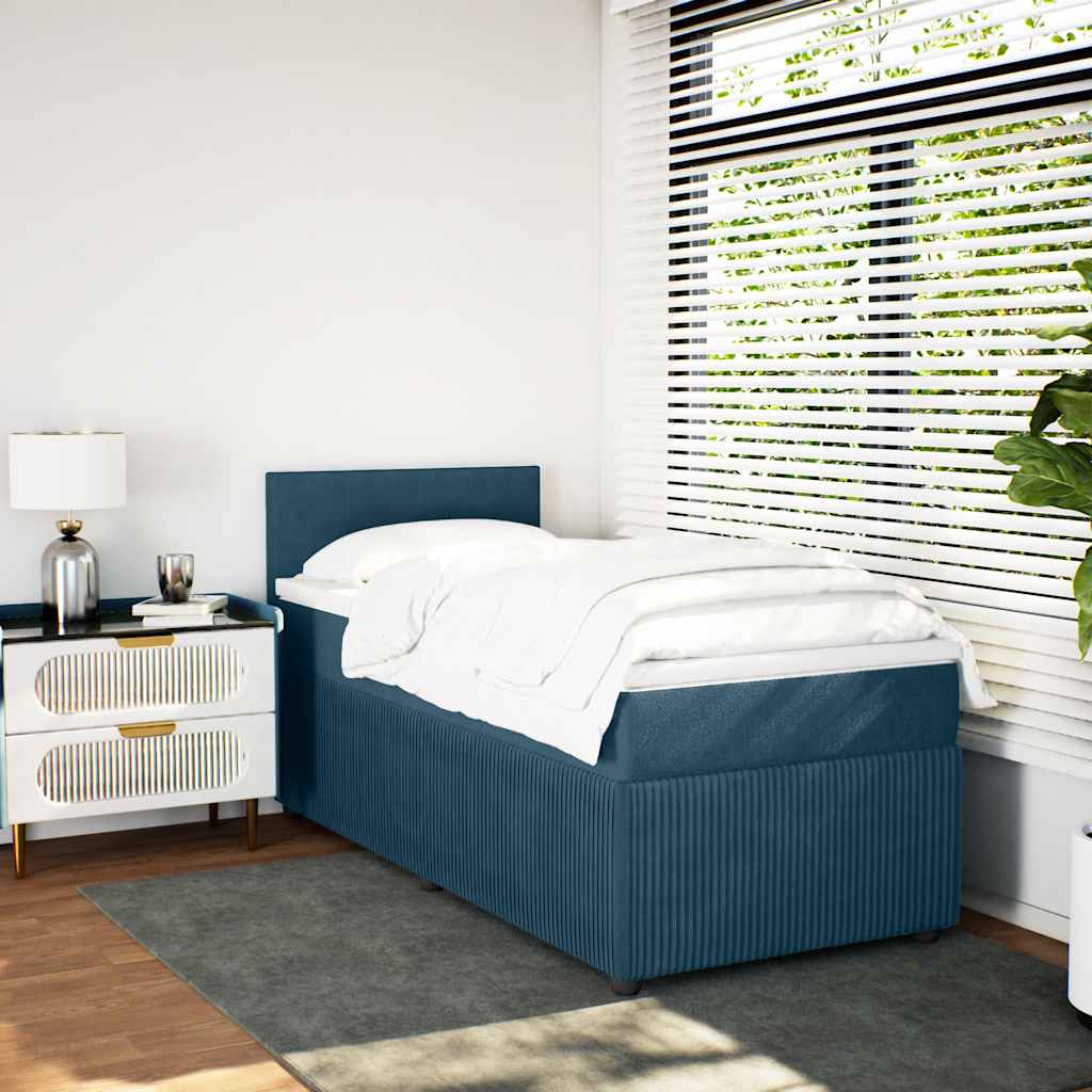 Boxspring met matras fluweel blauw 100x200 cm is nu te koop bij PeponiXL, paradijselijk wonen!