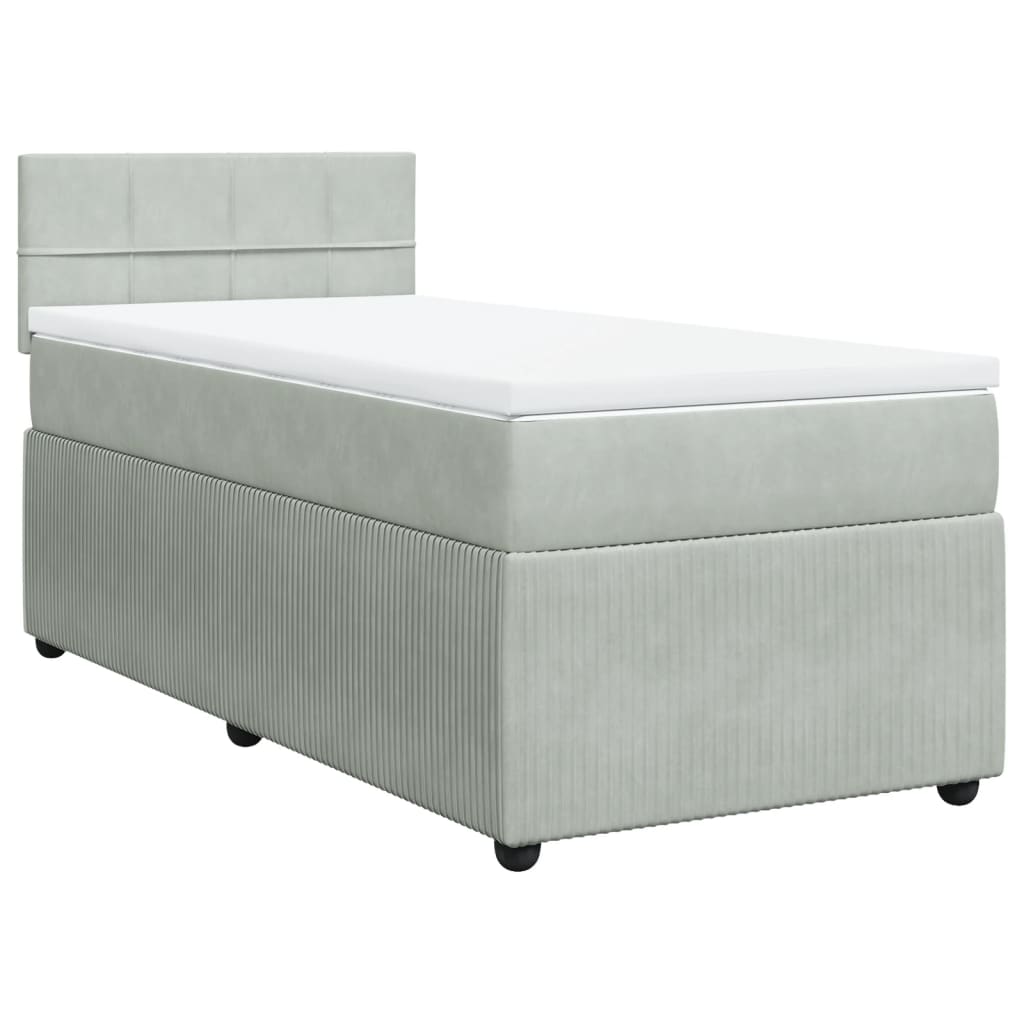 Boxspring met matras fluweel lichtgrijs 100x200 cm is nu te koop bij PeponiXL, paradijselijk wonen!